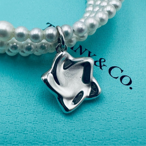 Tiffany & Co. Peretti Multi Row Star Charm Pearl Wrap Bracelet Silver Packaging - Picture 5 of 10